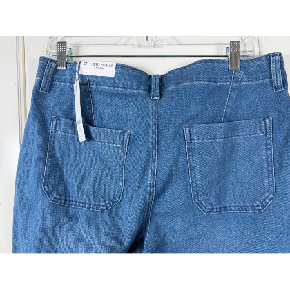 Chicos Denim Utility Crop Jeans Pants Size 1.5 US 10 New cuffed - Picture 5 of 12